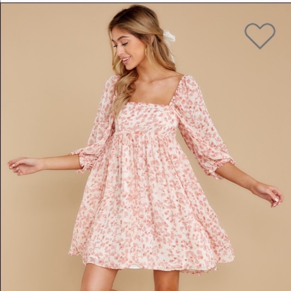 Pink Animal Print Square Neck Dress